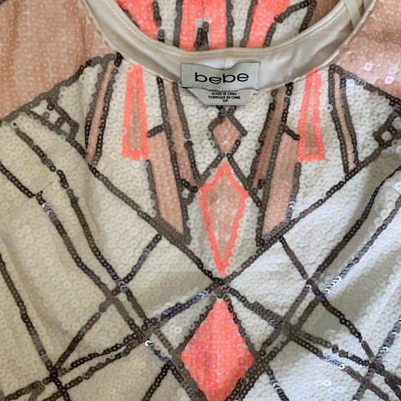 BEBE White Peach 🍑 and Pink MIDI Sequined Dress - Picture 3 of 4